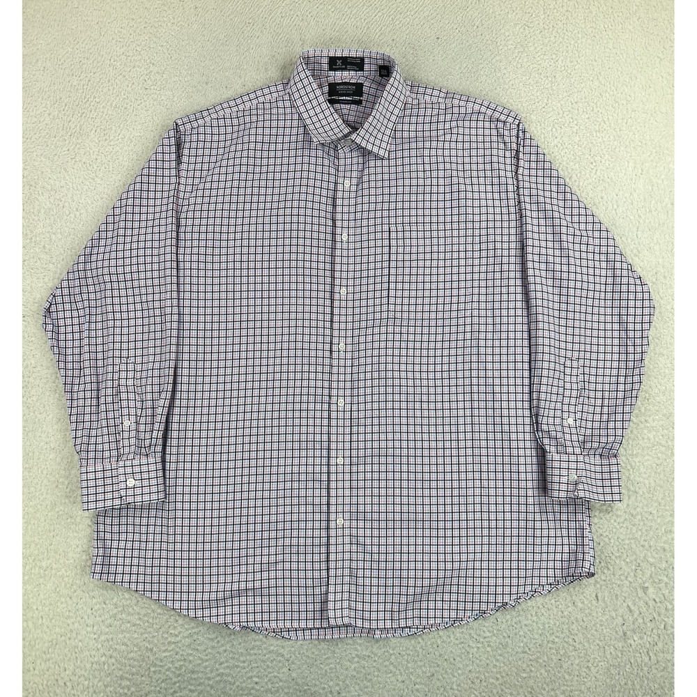 Nordstrom Men's Shop Dress Shirt Mens 18.5 34/35 Blue Red Check Smartcare LS
